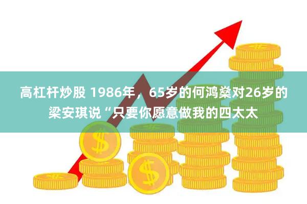 高杠杆炒股 1986年，65岁的何鸿燊对26岁的梁安琪说“只要你愿意做我的四太太